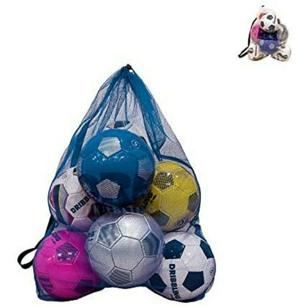 RUIXIB Black Basketball Volleyball Football Storage Net Bag,Multiple Ball Pockets Soccer Mesh Carry Bag with Shoulder Strap